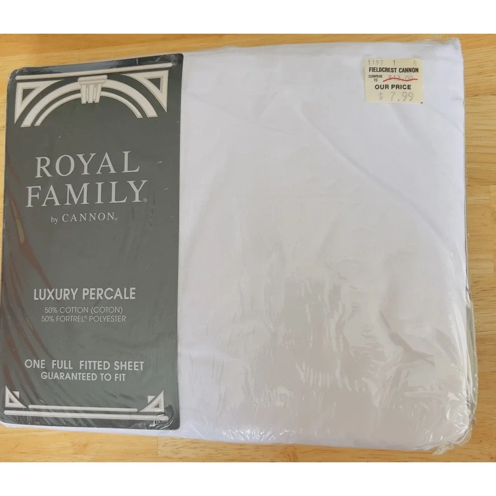 VTG‎ 70's Cannon Royal Family Luxury Percale White Full Fitted Sheet NOS Sealed